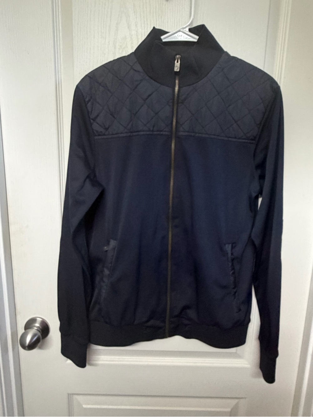 Men's Quilted Panel Zip-Front Jacket - Black